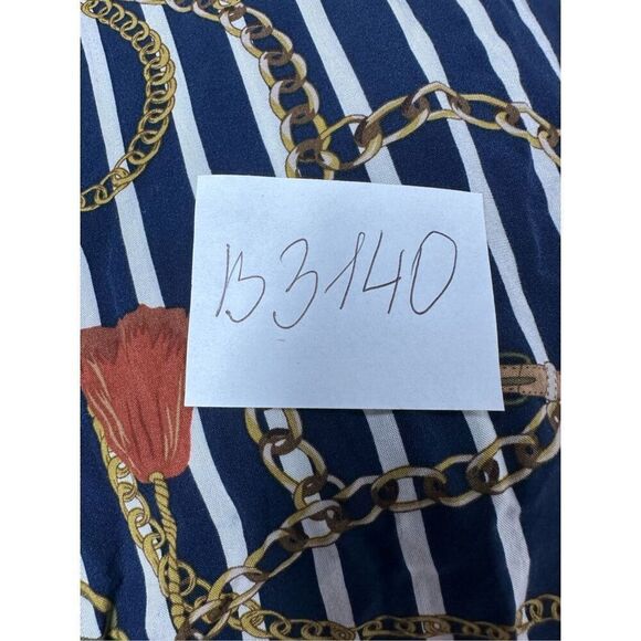 Marquis Women’s Blouse Size S Blue Brown Chain Pattern Button Down Long Sleeve - Picture 14 of 14